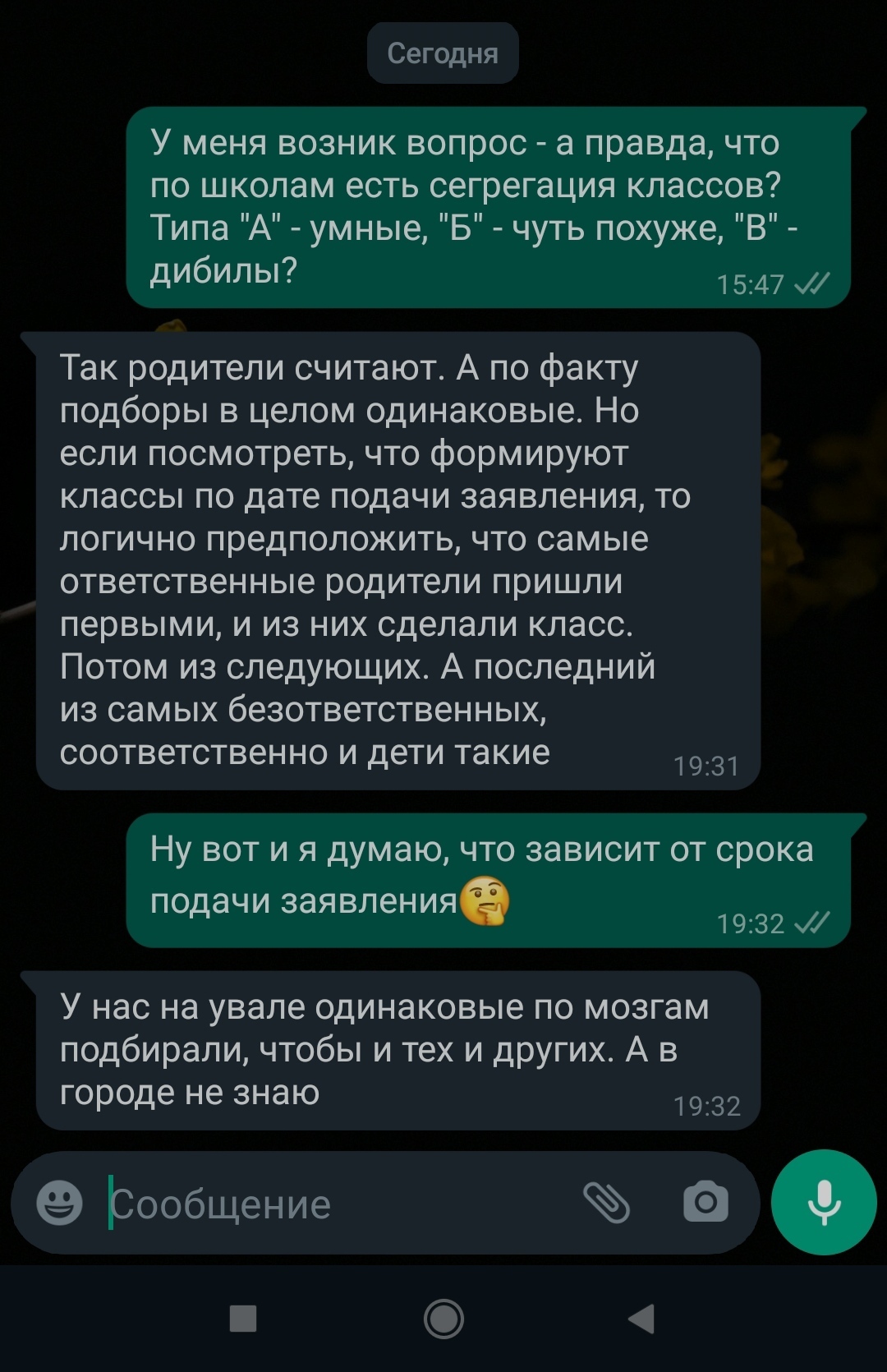 О сегрегации по классам или как оценить жизнь ребенка в школе через  родительский чат | Пикабу