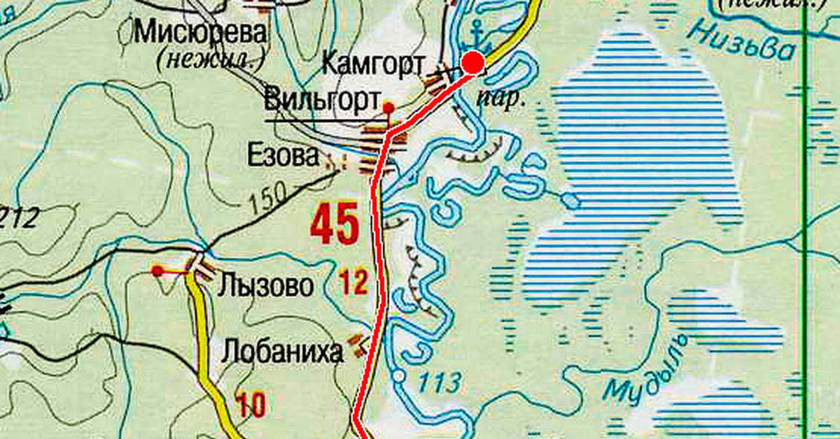 Подробная карта чердынского района