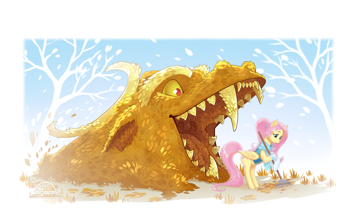 Autumn and fallen leaves My Little Pony, MLP Discord, Fluttershy, , Ladychimaera