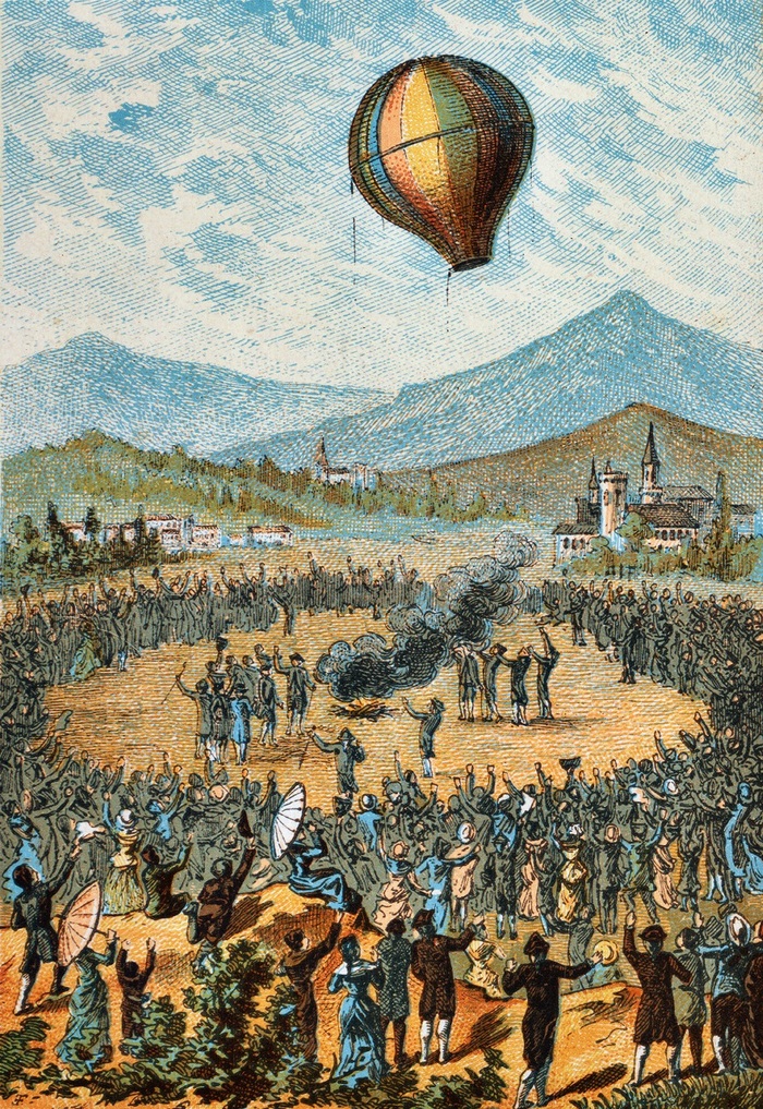 Первый полет братьев монгольфье на воздушном шаре