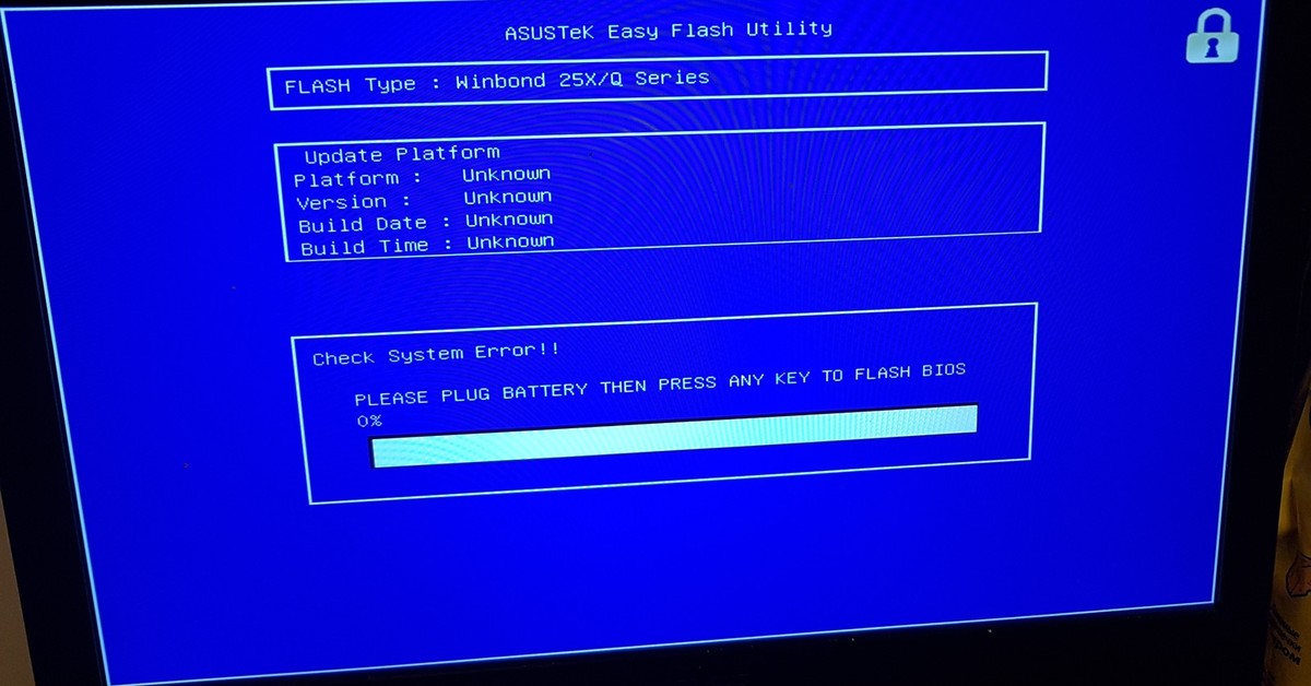 Bios id error. Asustek easy flash utility. check system power error please plug in ac adapter asus. check system power error asus. main bios checksum error.