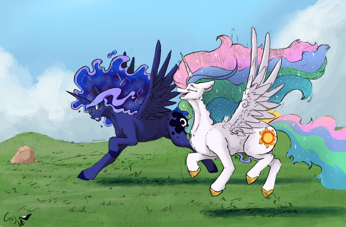  ,    My Little Pony, Princess Luna, Princess Celestia, , Greyscaleart