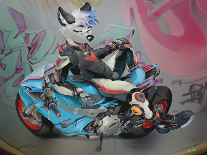 Fraye Biker , Furry Art, , , Oselotti