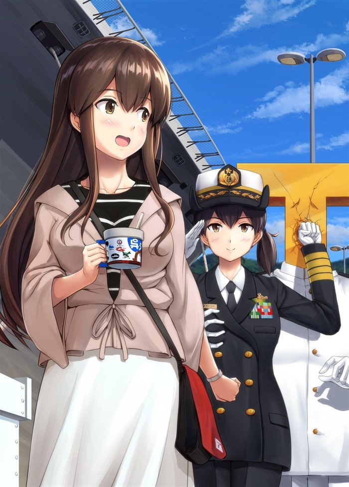    Kantai Collection, , Anime Art, Akagi, Kaga, Teitoku