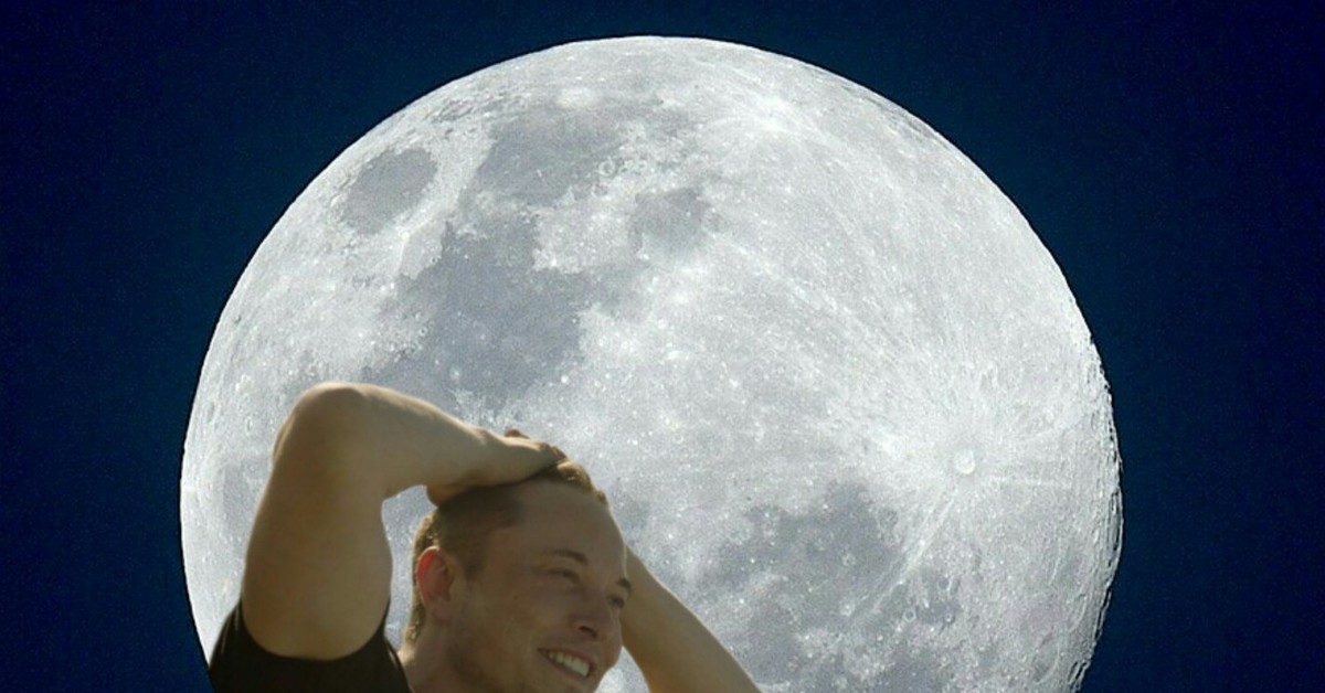 Безумная луна купить. Илон Маск на Луне. Илон Маск отдыхает. Человек на Луне. Что внутри Луны.