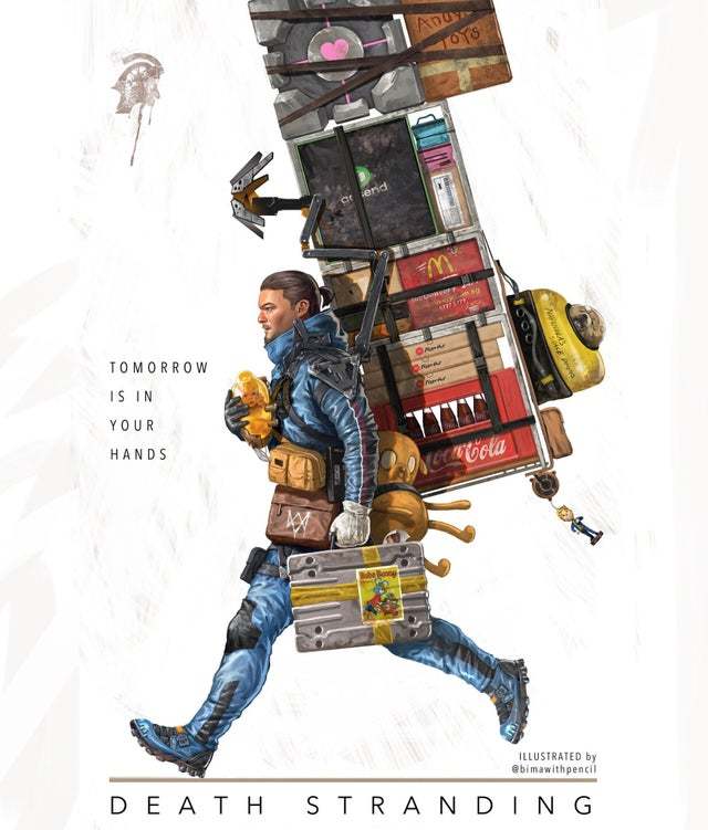   Death Stranding Death Stranding, Kojima productions, Portal 2, Coca-Cola, Adventure Time, Fallout, Watch Dogs