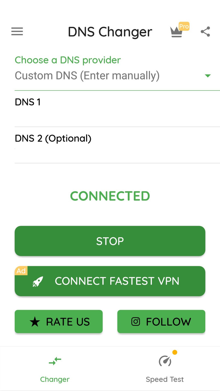 Gratis persoonlijke en veilige DNS-server voor het blokkeren van advertenties op een smartphone
