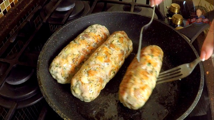 Куриные колбаски по-домашнему Колбаса, Рецепт, Еда, Мясо, С дедом за обедом, Видео, Длиннопост, Кулинария, Видео рецепт