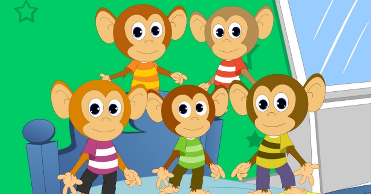 Monkey kid 5. Five little Monkeys. Five little Monkeys Nursery Rhymes. Пять маленьких обезьянок Nursery. Обезьянка 2д.