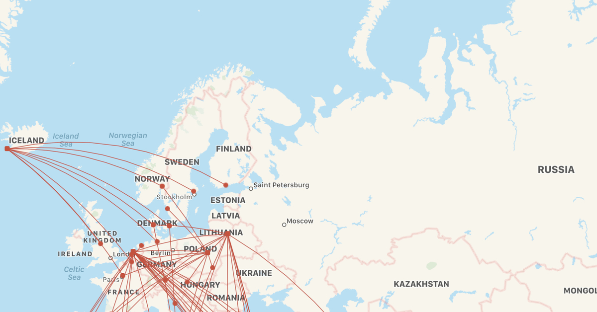 Карта полетов по россии