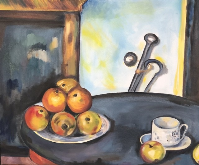 Копия с картины Поля Сезанна «Натюрморт с яблоками и трубой» 1890 года Картина маслом, Репродукция, Поль Сезанн
