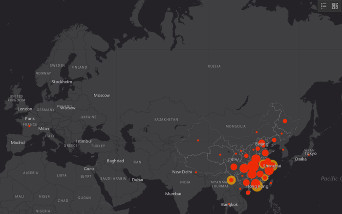 Создана онлайн-карта распространения китайского коронавируса в реальном времени Вирус, Китай, Коронавирус