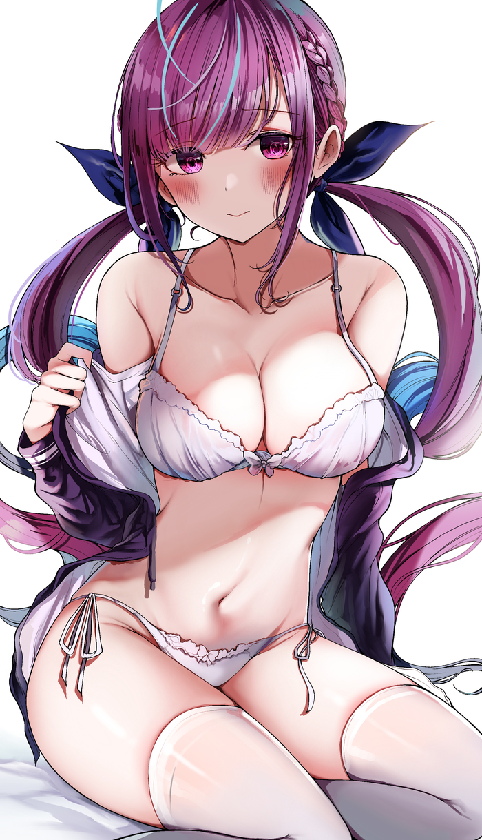 Minato Aqua , Anime Art, Virtual YouTuber, Minato Aqua, ,  , Blush, Sak, 