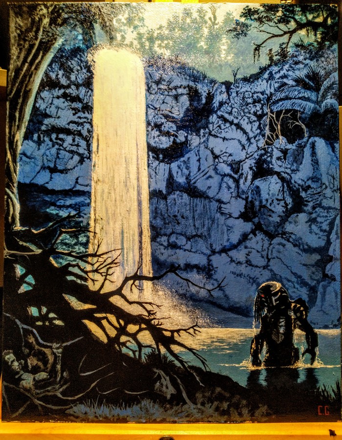 Типа Хищник. Акриловые краски.пробуем рисовать