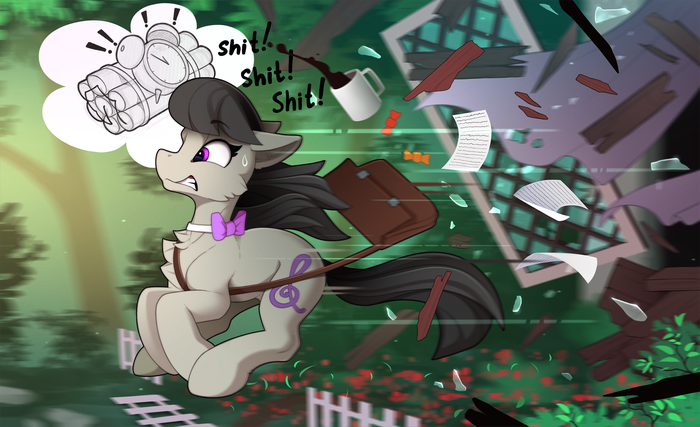 Octavia can't be late My Little Pony, Ponyart, Octavia Melody, Yakovlev-vad