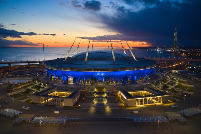 Газпром арена на закате