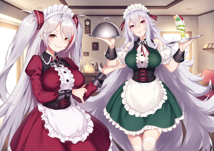 Azur Maids , Anime Art, Azur Lane, Prinz Eugen, Graf Zeppelin, 