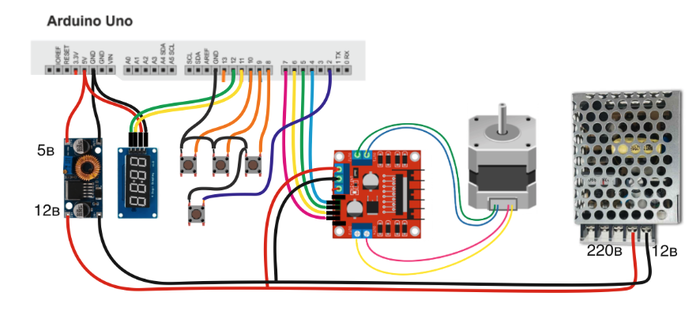 Станок для намотки катушек на Arduino Ardublock