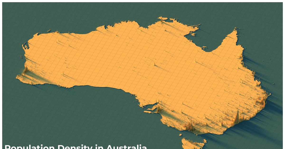Плотность населения в австралии карта