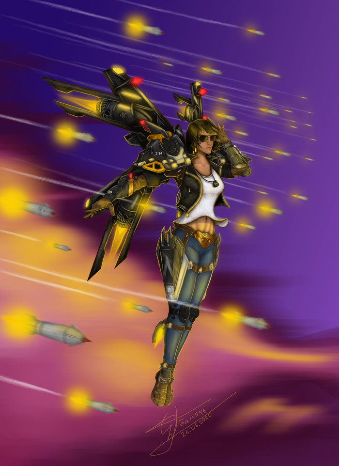 Rocket Queen , -, Overwatch, Pharah, Blizzard,  , , Game Art