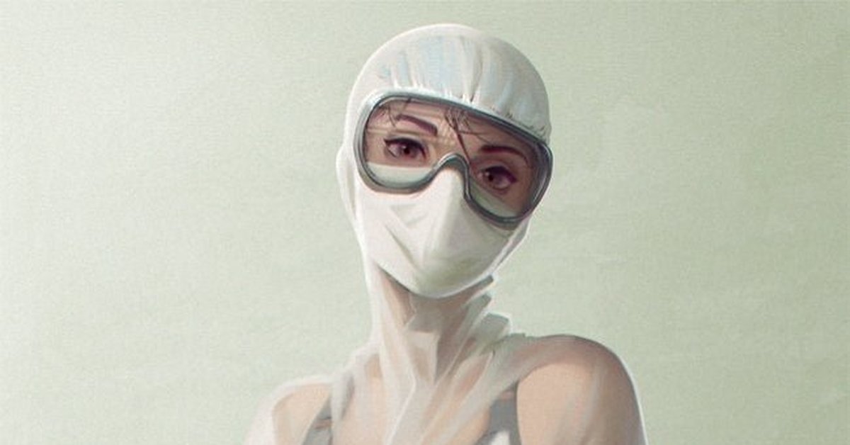 Медсестра в защитном костюме и купальнике