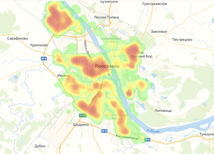 Тепловая карта пешеходного трафика москвы