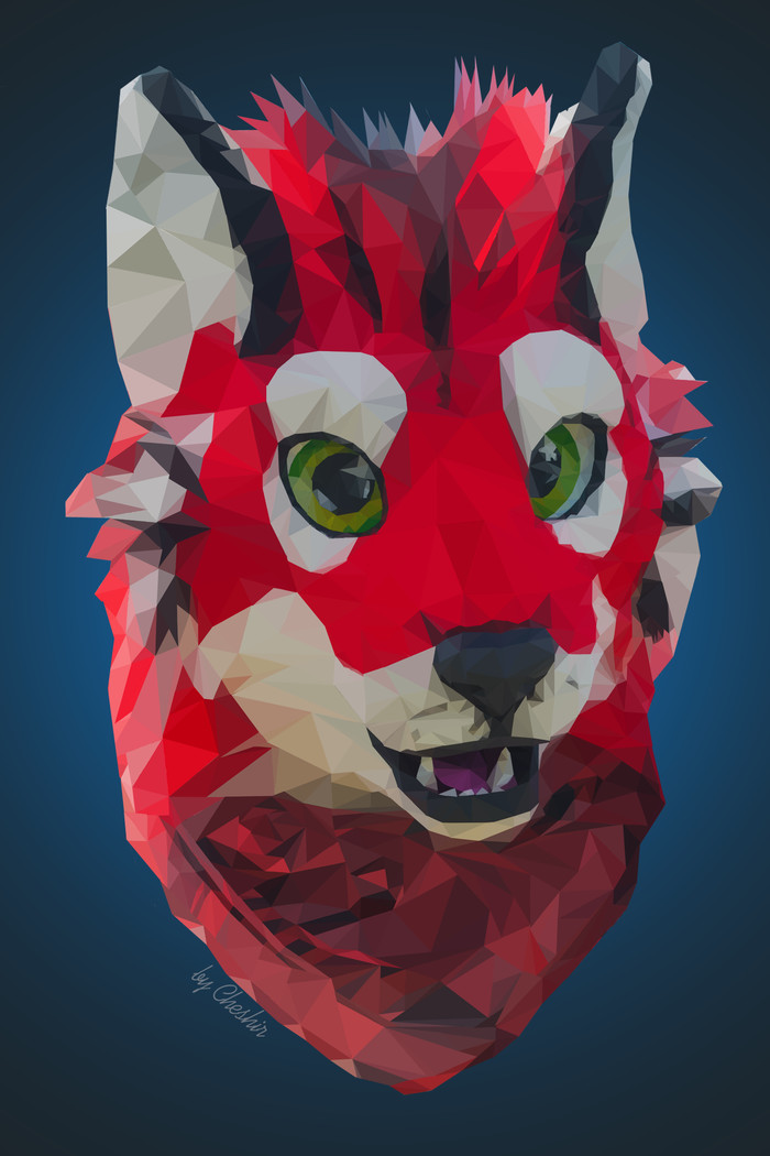 Red tiger Polygon, Low poly, , , , , 