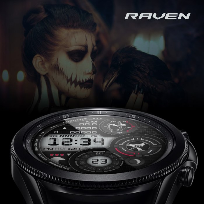 Raven-    Samsung Galaxy Watch , , ,  , Watchface, Samsung, Samsung galaxy Watch, Samsung Galaxy