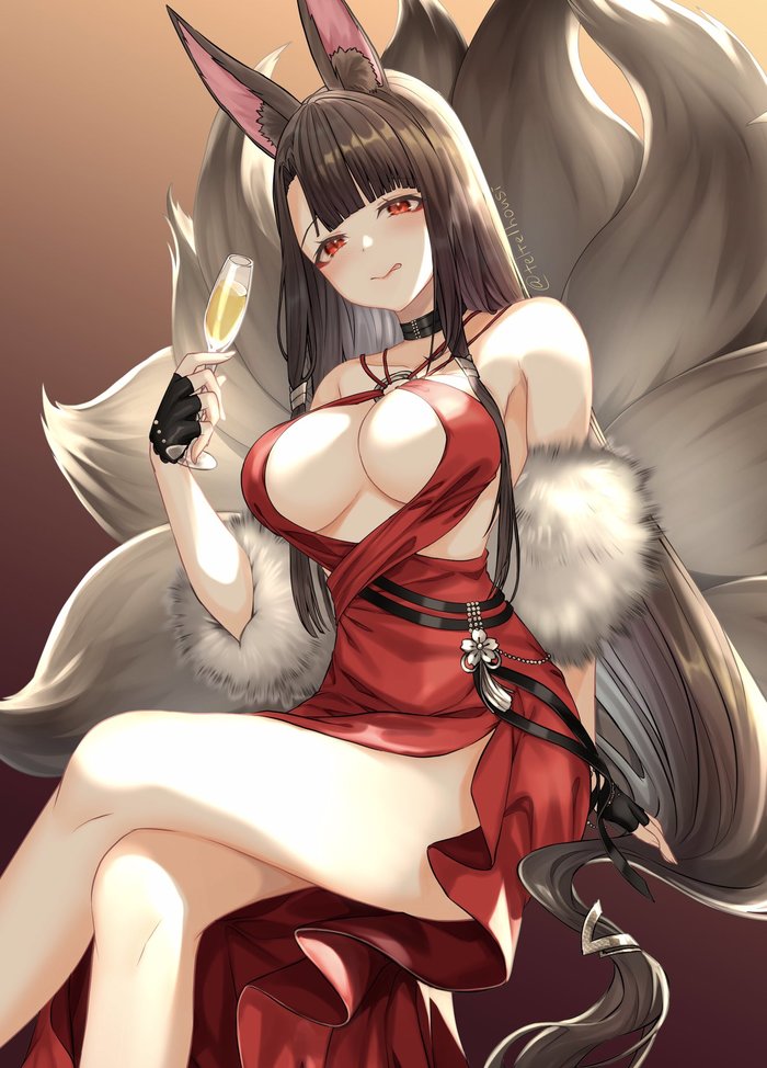 Akagi , Anime Art, Azur Lane, Akagi, , Animal Ears