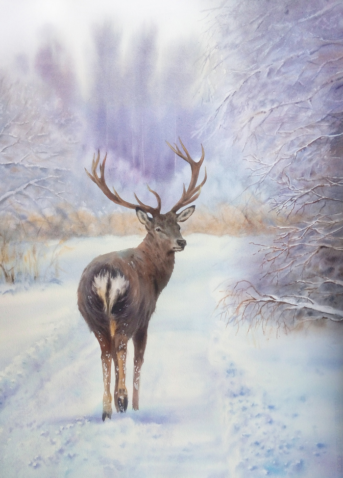 Дорога в зимнюю сказку. Акварель