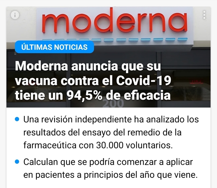 Вакцина против ковид19 фармацевтической компании Модерна имеет 94,5% эффективности