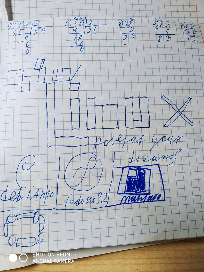 Рисую линуксы в черновике