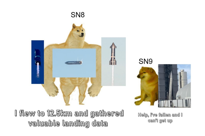 SN9   .    SpaceX, Starship, Fail, , Doge