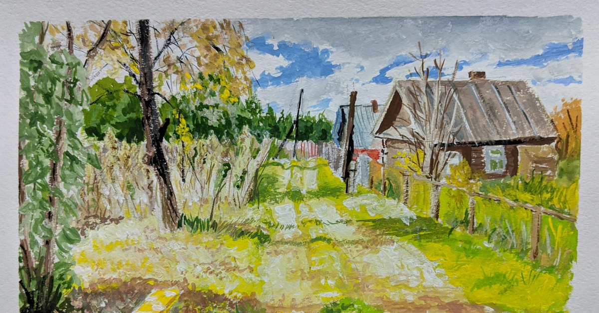Пейзажи деревни рисунки