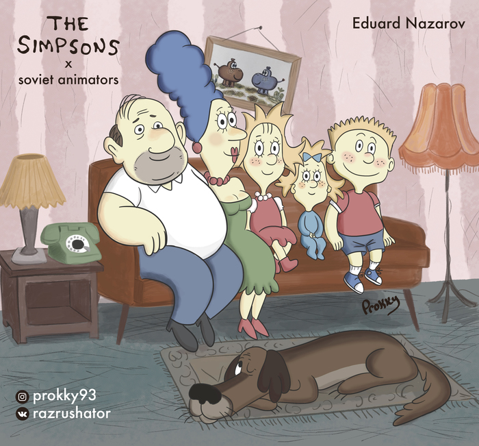 Симпсоны в стиле советских мультипликаторов Симпсоны, Советские мультфильмы, Анимация, Арт, Длиннопост