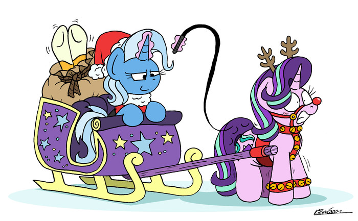 Jingle All The Way My Little Pony, Ponyart, Starlight Glimmer, Trixie, Sunburst, Bobthedalek