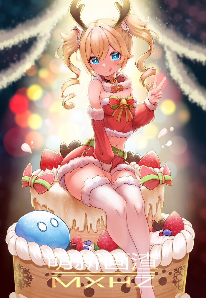  Anime Art, , Barbara (Genshin Impact), Genshin Impact, Santa costume