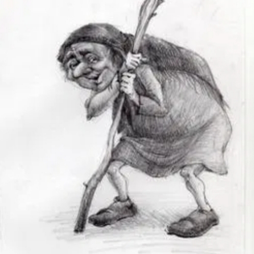 Бабка с палкой на дороге