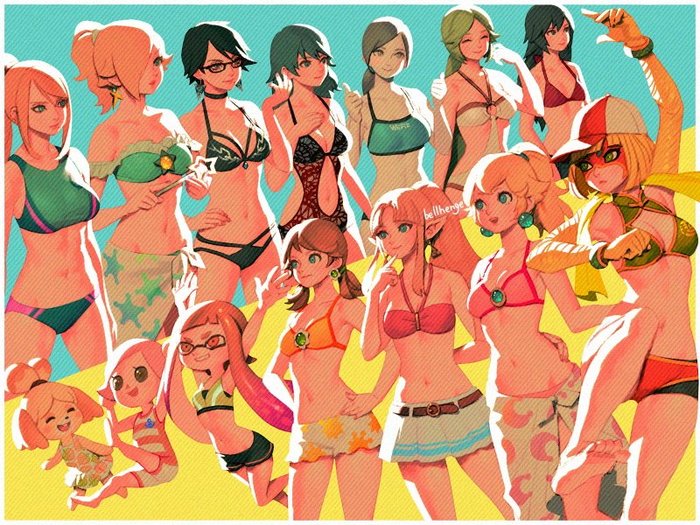    , -, Nintendo, Bayonetta, Samus Aran, Princess Peach, Splatoon, Princess Zelda
