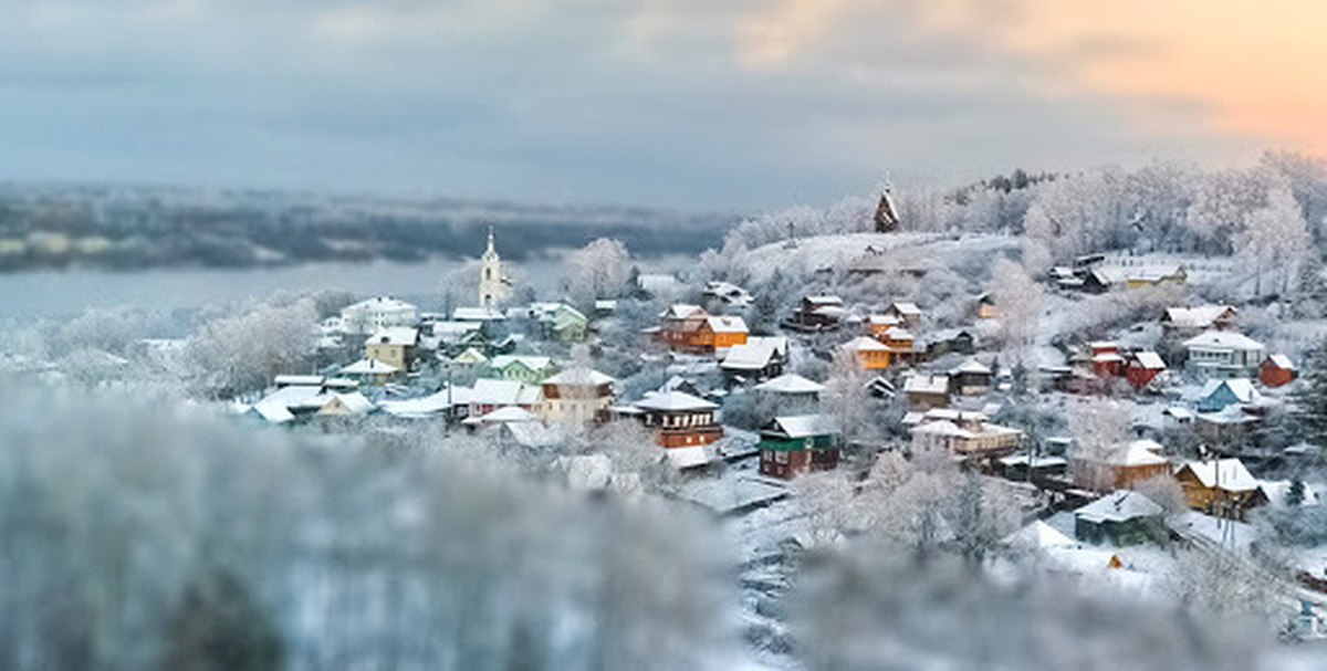 Поселок Лежнево зима