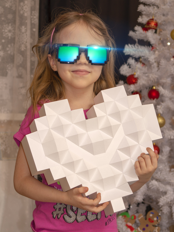 Papercraft Pixel Heart Minecraft Style by AstraLotus