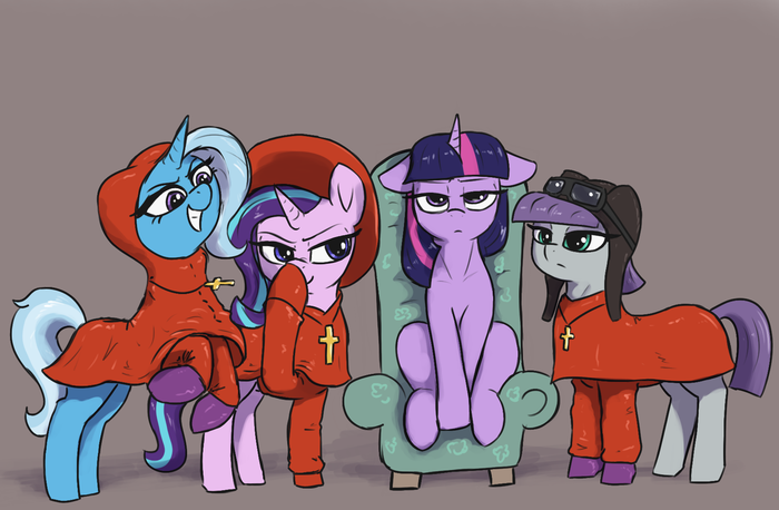 Nobody expects the Starlight Inquisition! My Little Pony, Ponyart, Starlight Glimmer, Twilight Sparkle, Trixie, Maud Pie, MLP Crossover,  , 