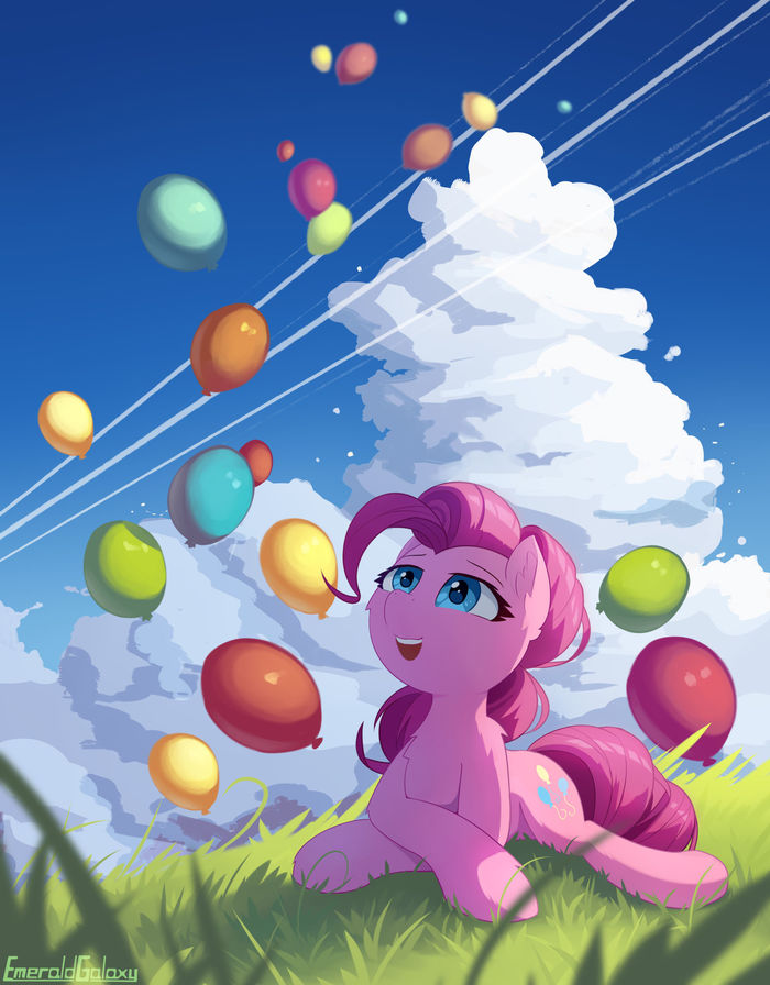 Balloons My Little Pony, Ponyart, Pinkie Pie, Emeraldgalaxy