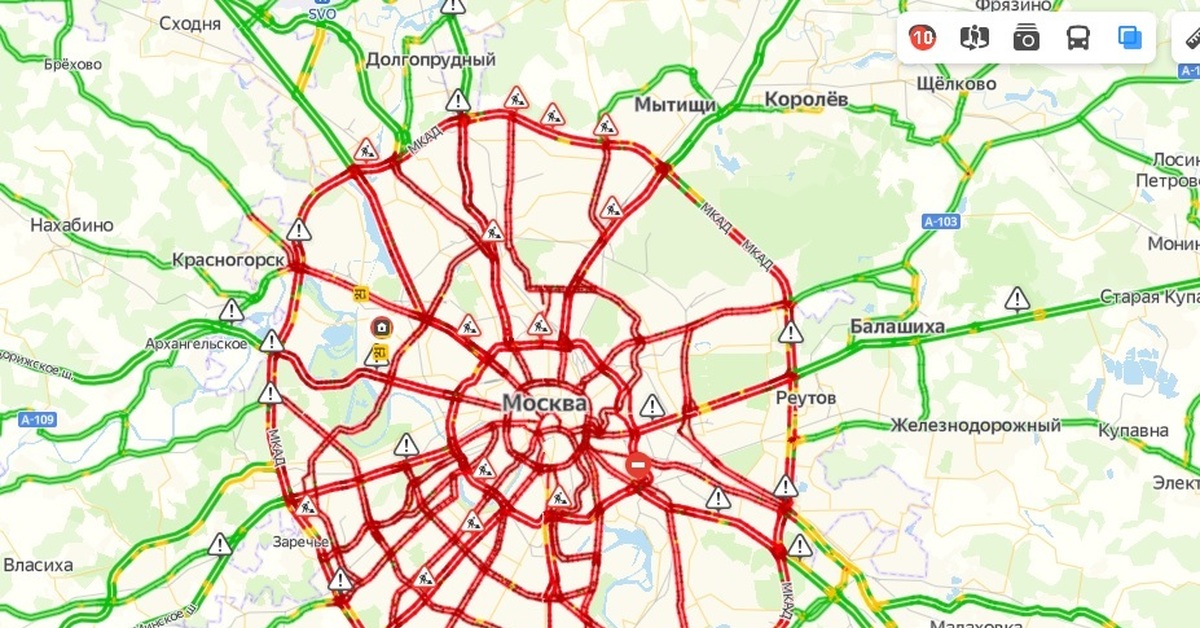 Пробки в москве мкад сейчас карта онлайн