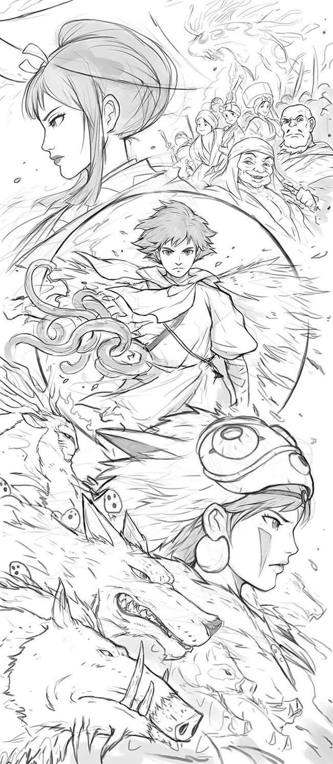 Princess Mononoke: Long Final Anime Art,  , , Muju, , , 