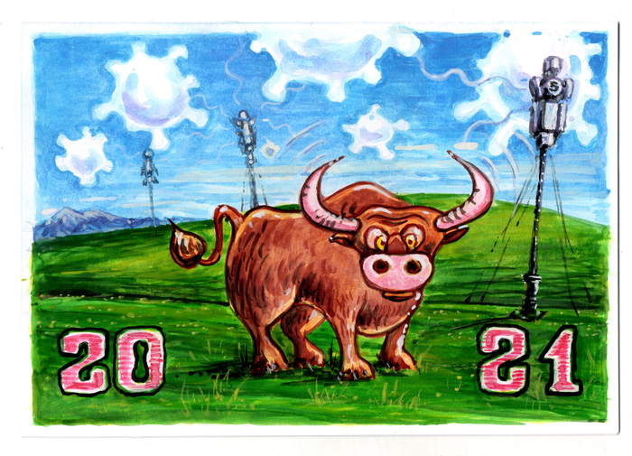 Открытка гуашью