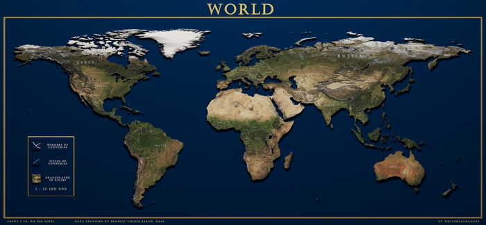 Рельефная карта мира с границами стран. Моя лучшая работа. [26000x12000] Карты, Интересное, Художественная карта, Высокое разрешение, Карта мира, Мир, Рельеф, Страны, Рендер, Пятничный тег моё, Длиннопост