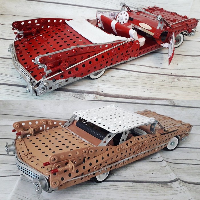 1959 Cadillac Eldorado, 1959 Cadillac Deville из метал.конструктора, проволоки, кожи и картона