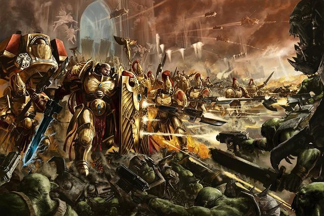 Adeptus Custodes vs Orcs Wh Art, Warhammer 40k, , Adeptus Custodes, David Gallagher