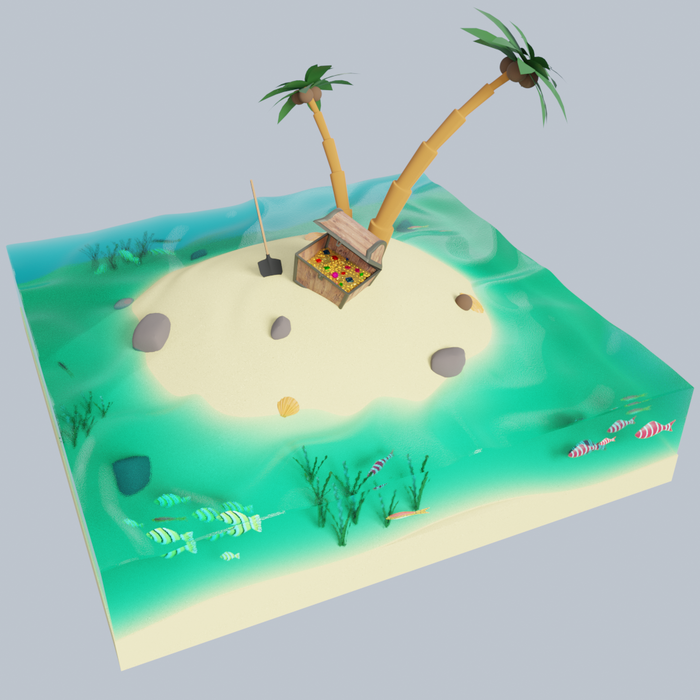 Тропический остров, 3D Blender